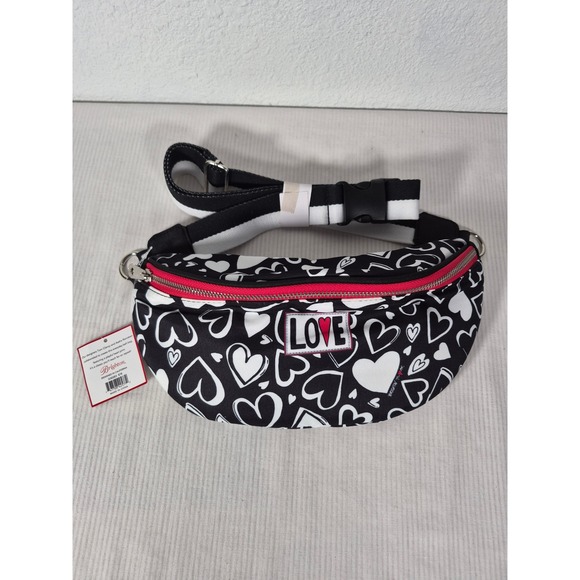 Brighton Handbags - Brighton Endless Love Belt Bag Tom Clancy Heart Print Black White D30283 NEW